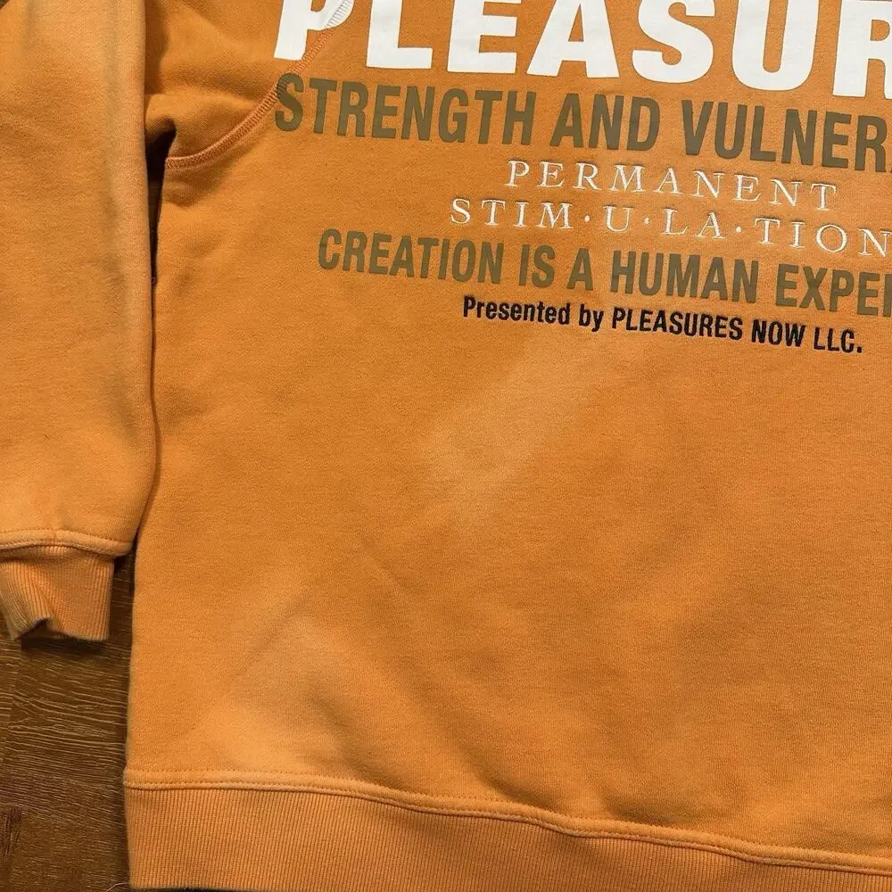 Pleasures Oversized Sweatshirt Mens S Orange Pullover Sweater Relaxed Fit City
